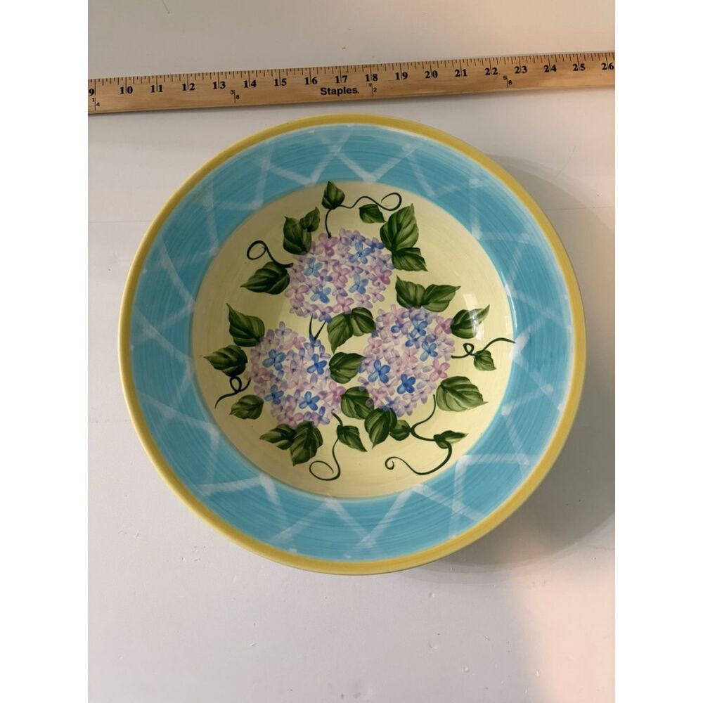 Vtg Jay import hydrangea serving bowl hand painted design